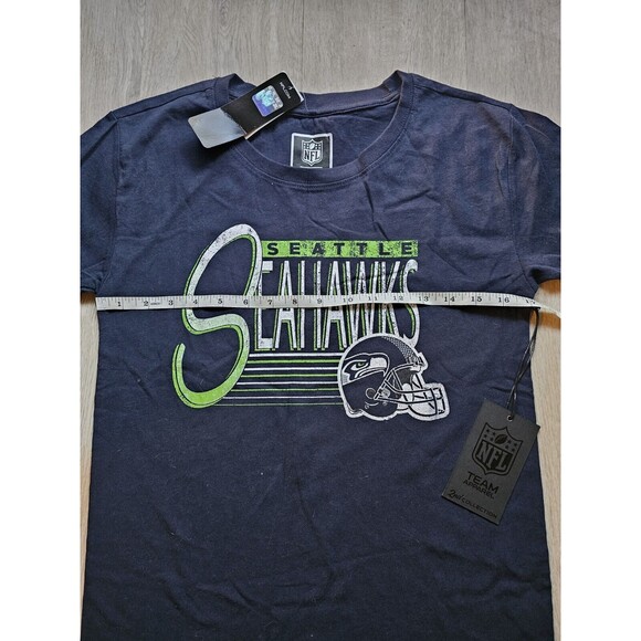 NWT NFL Womens Small Seattle Seahawks Tee Blue Neon Green Tshirt Short Sleeves - Picture 3 of 5
